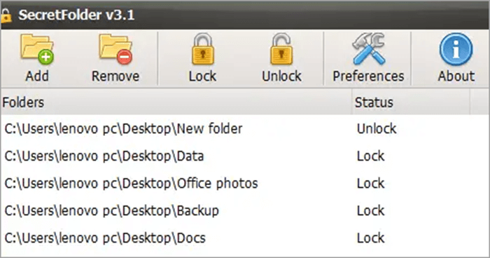 Secret Folder 1 - أفضل 10 برامج قفل الملفات للكمبيوتر وإخفاءها مجاناً